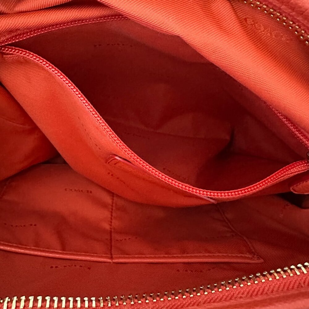 Coach Large Orange-Red Leather Shoulder Bag 35775 - Picture 12 of 16